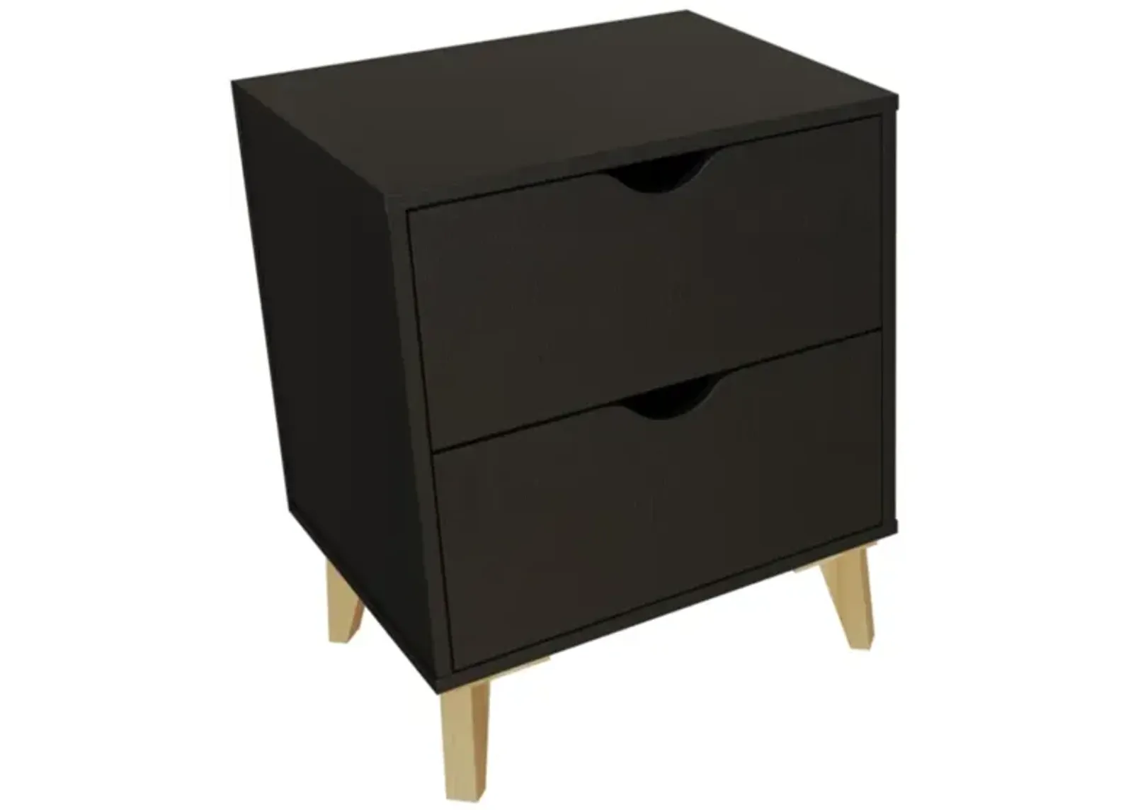 Falkk Furniture Modern End Table for Bedroom – Bedside Table with 2 Drawers – Black