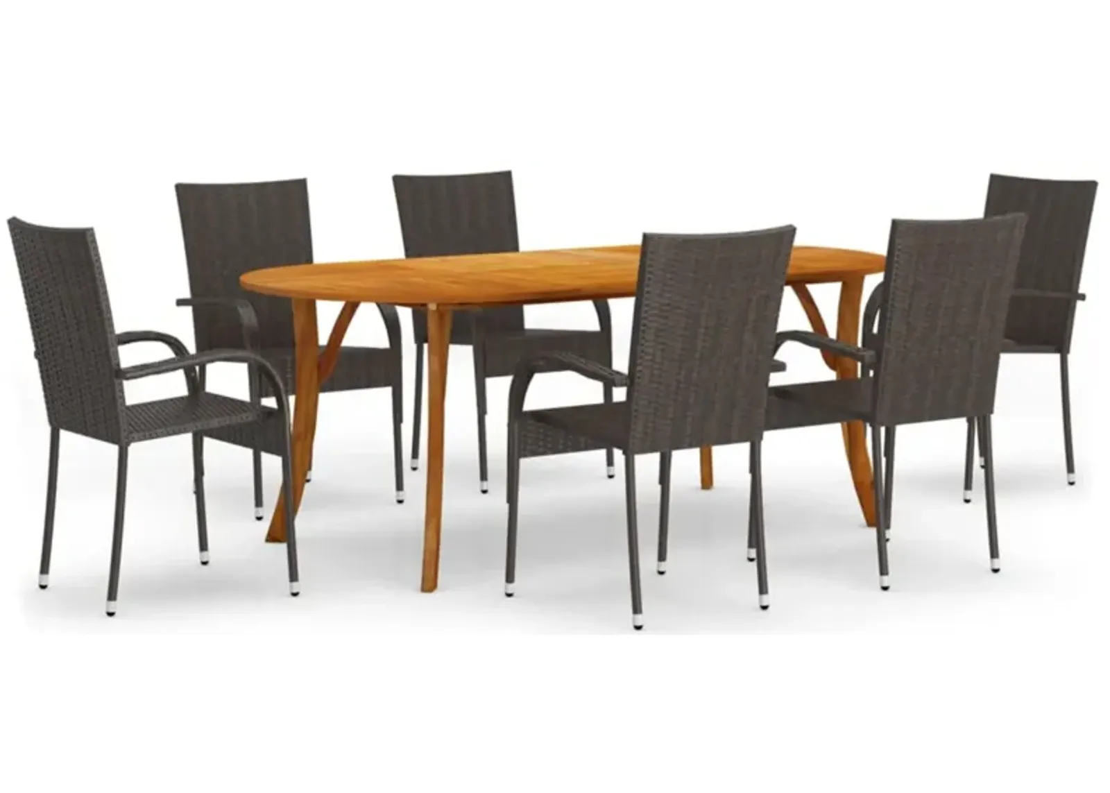 vidaXL 7 Piece Garden Dining Set Brown