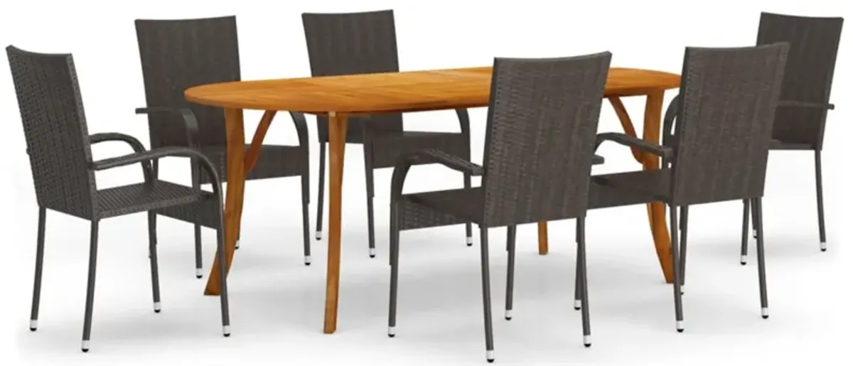 vidaXL 7 Piece Garden Dining Set Brown