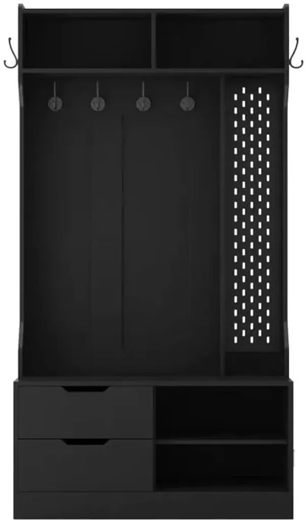 Entryway Hall Tree with Storage Bench & Coat Hooks – Mudroom & Foyer Organizer