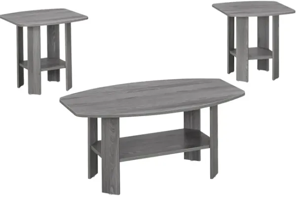 Monarch Specialties I 7925P Table Set, 3pcs Set, Coffee, End, Side, Accent, Living Room, Laminate, Grey, Transitional