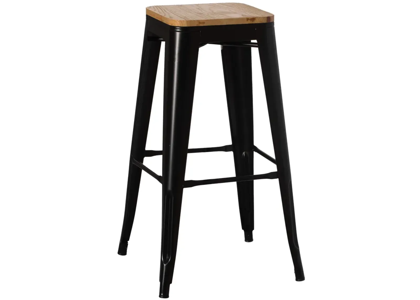 30" Large Decorative Accent Bar Stool for Indoor and Outdoor, Wooden Brown and Metal Black