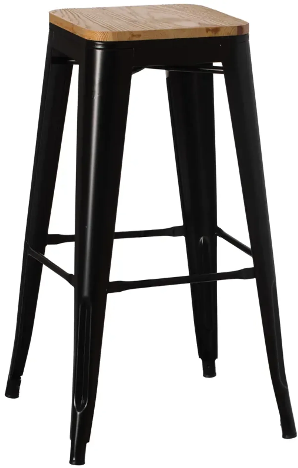 30" Large Decorative Accent Bar Stool for Indoor and Outdoor, Wooden Brown and Metal Black