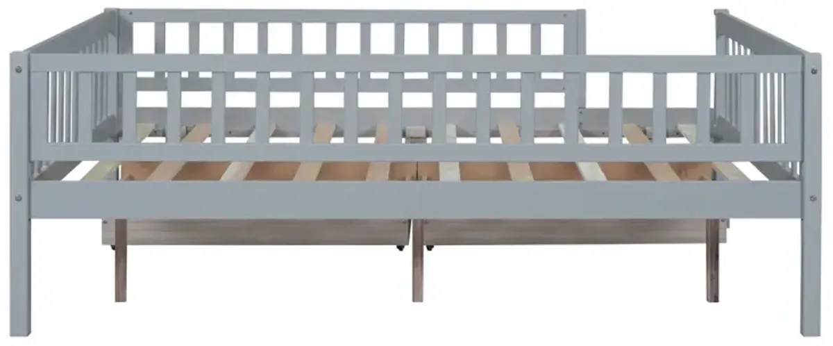 Full Size Daybed Wood Bed With Two Drawers