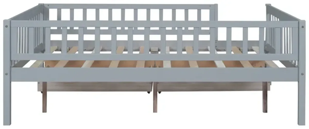 Full Size Daybed Wood Bed With Two Drawers