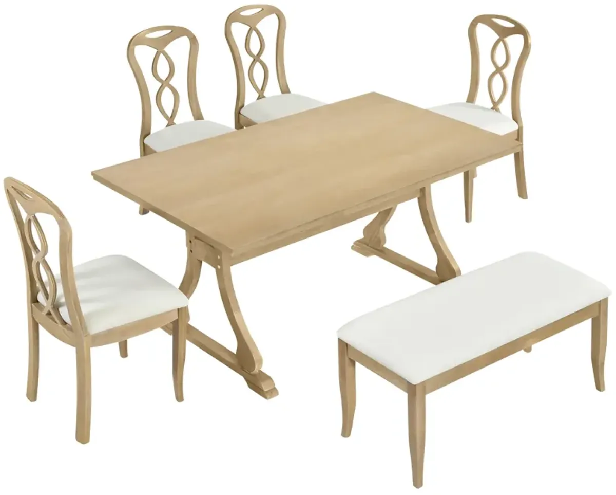 Merax Retro Table with Chairs and Bench Dining Set