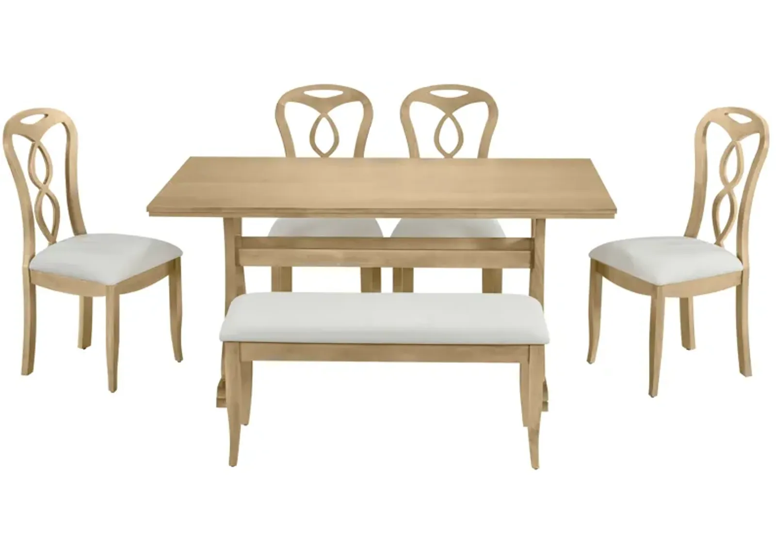 Merax Retro Table with Chairs and Bench Dining Set