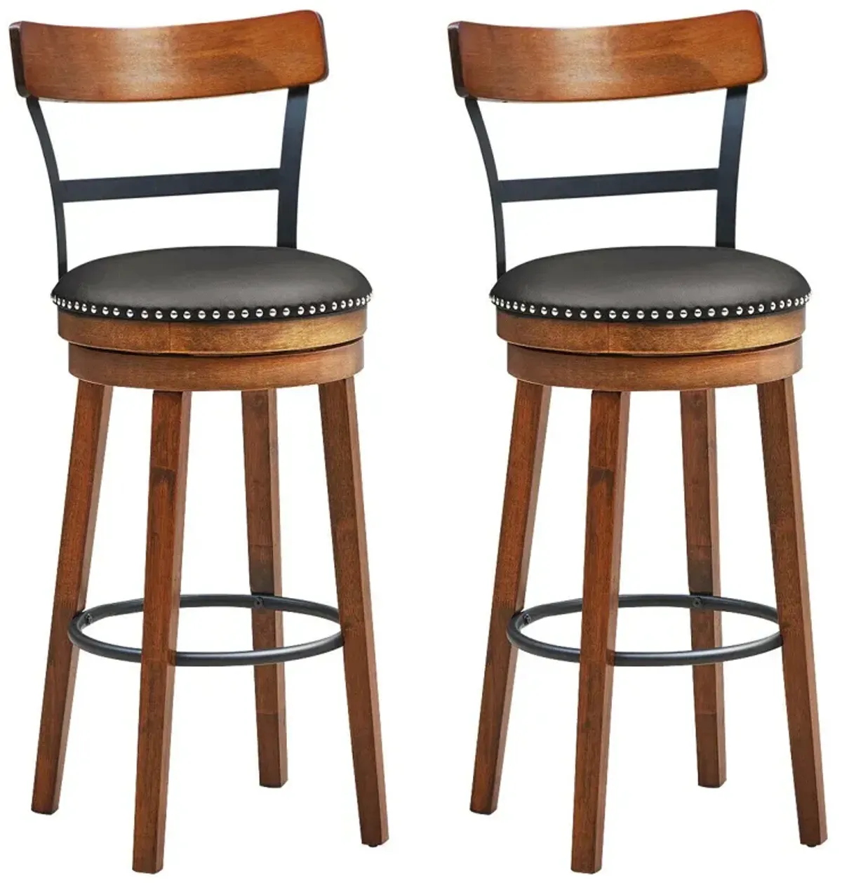 Set of 2 Swivel Counter Height Bar Stools