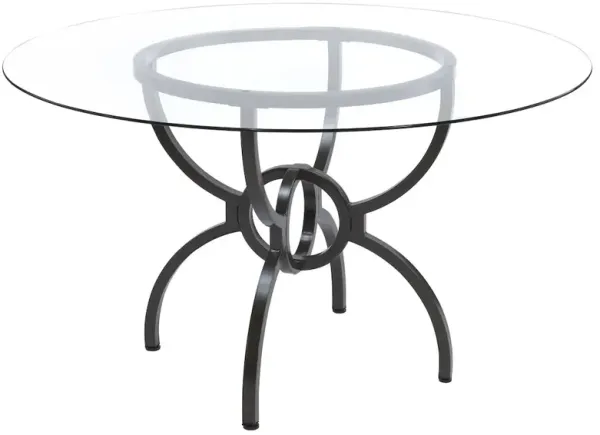 Aviano Round 48-inch Glass Top Metal Dining Table Gunmetal