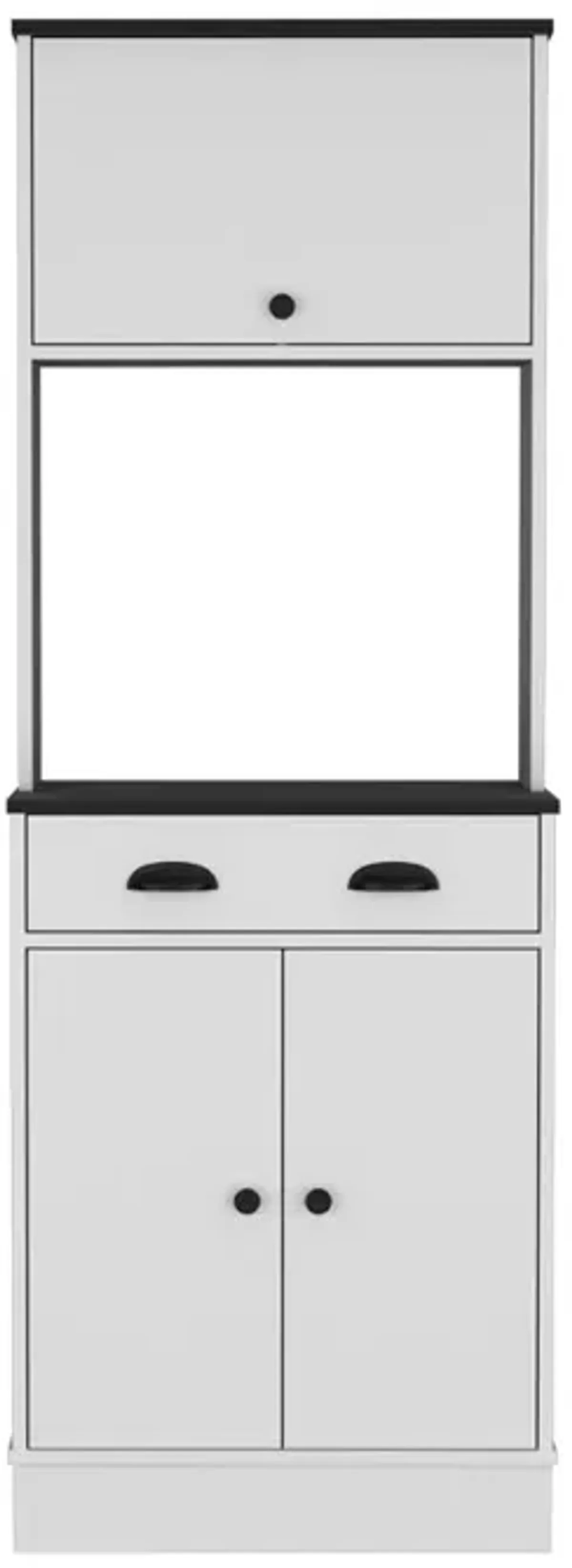 Pantry Cabinet Microwave Stand Warden, Kitchen, White/Black