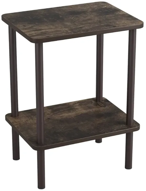 Apicizon 2 Tier End Table, Boho Side Table with Storage Shelf, Nightstand Bedside Table for Small Spaces, Bedroom, Living Room,