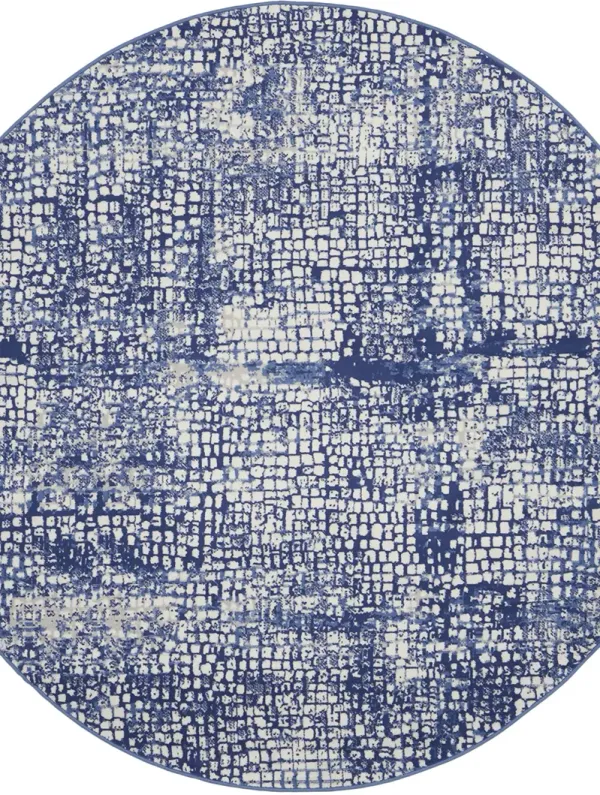 Whimsicle WHS07 Ivory/Navy 5' x Round Rug