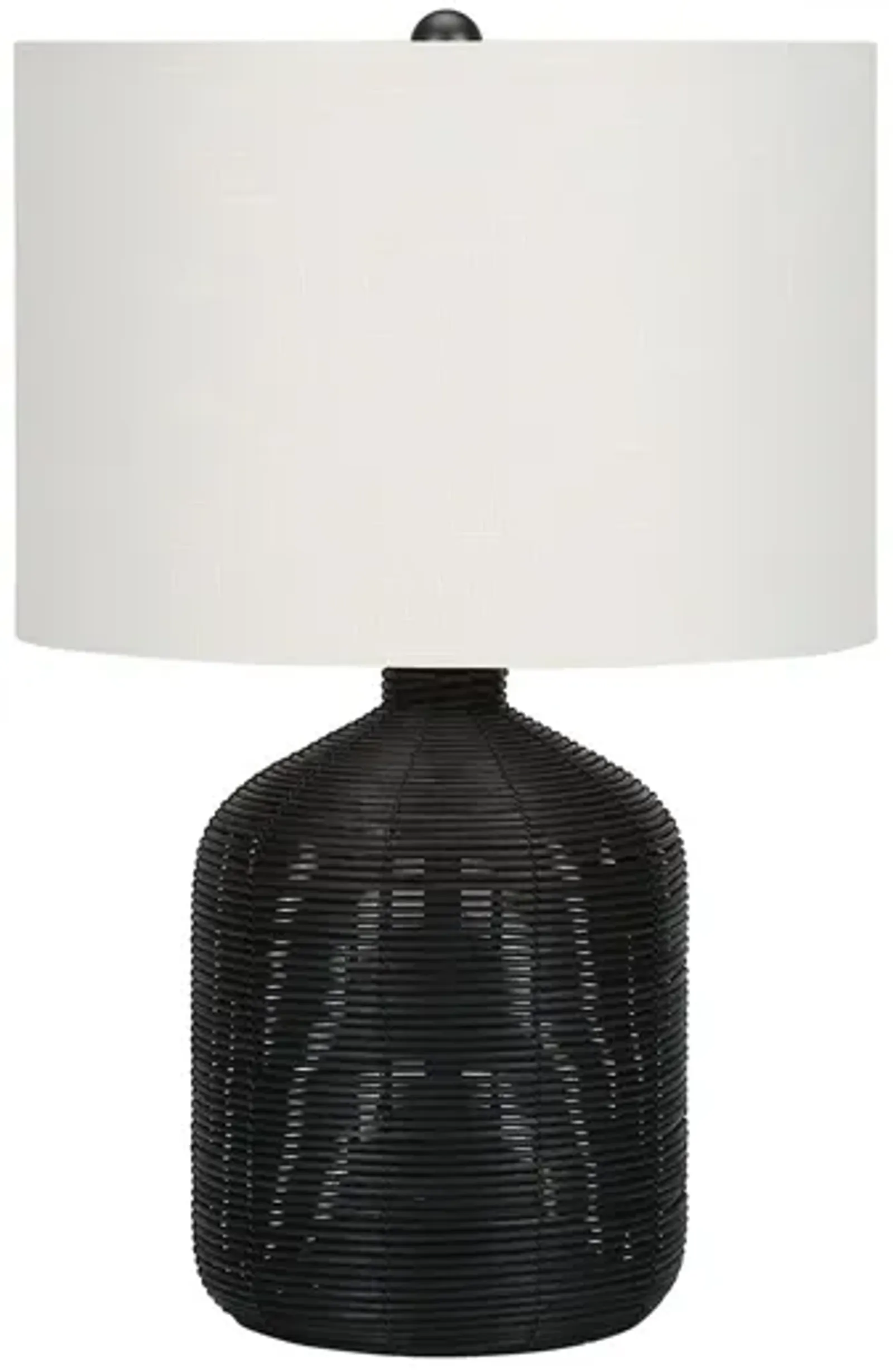 Monarch Specialties I 9734 - Lighting, 23"H, Table Lamp, Black Rattan, Ivory / Cream Shade, Modern