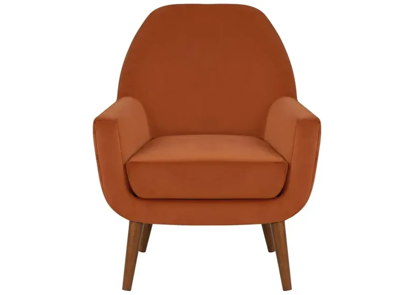 Comfort Pointe Accera Mid-Century Burnt Orange Velvet Arm Chair