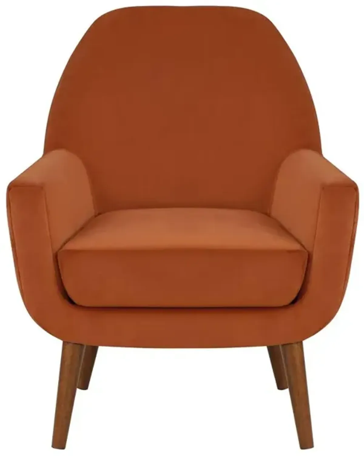 Comfort Pointe Accera Mid-Century Burnt Orange Velvet Arm Chair