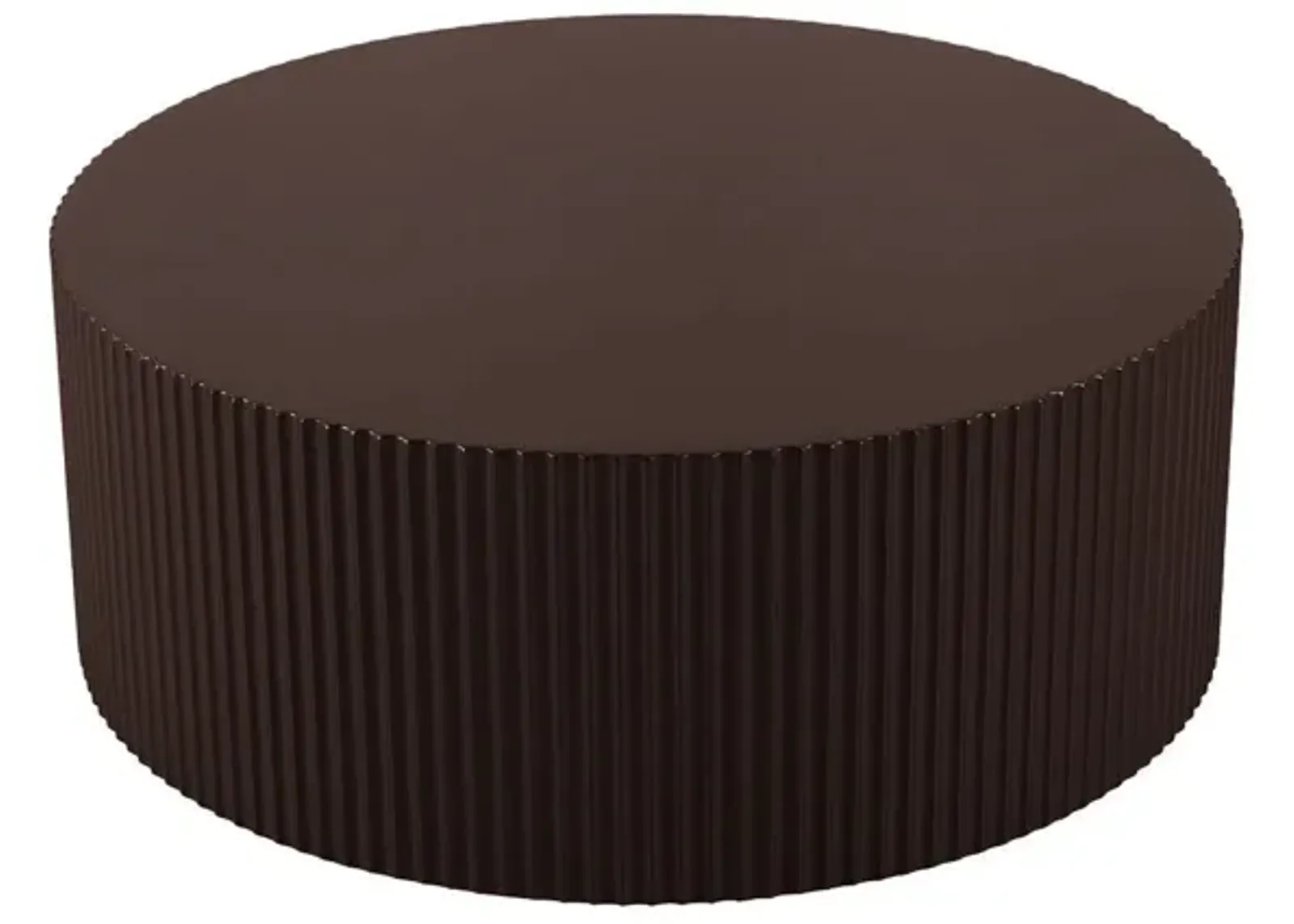 Artisanal Round MDF Coffee Table With Handcrafted Relief And Stunning Painting Finish, Brown