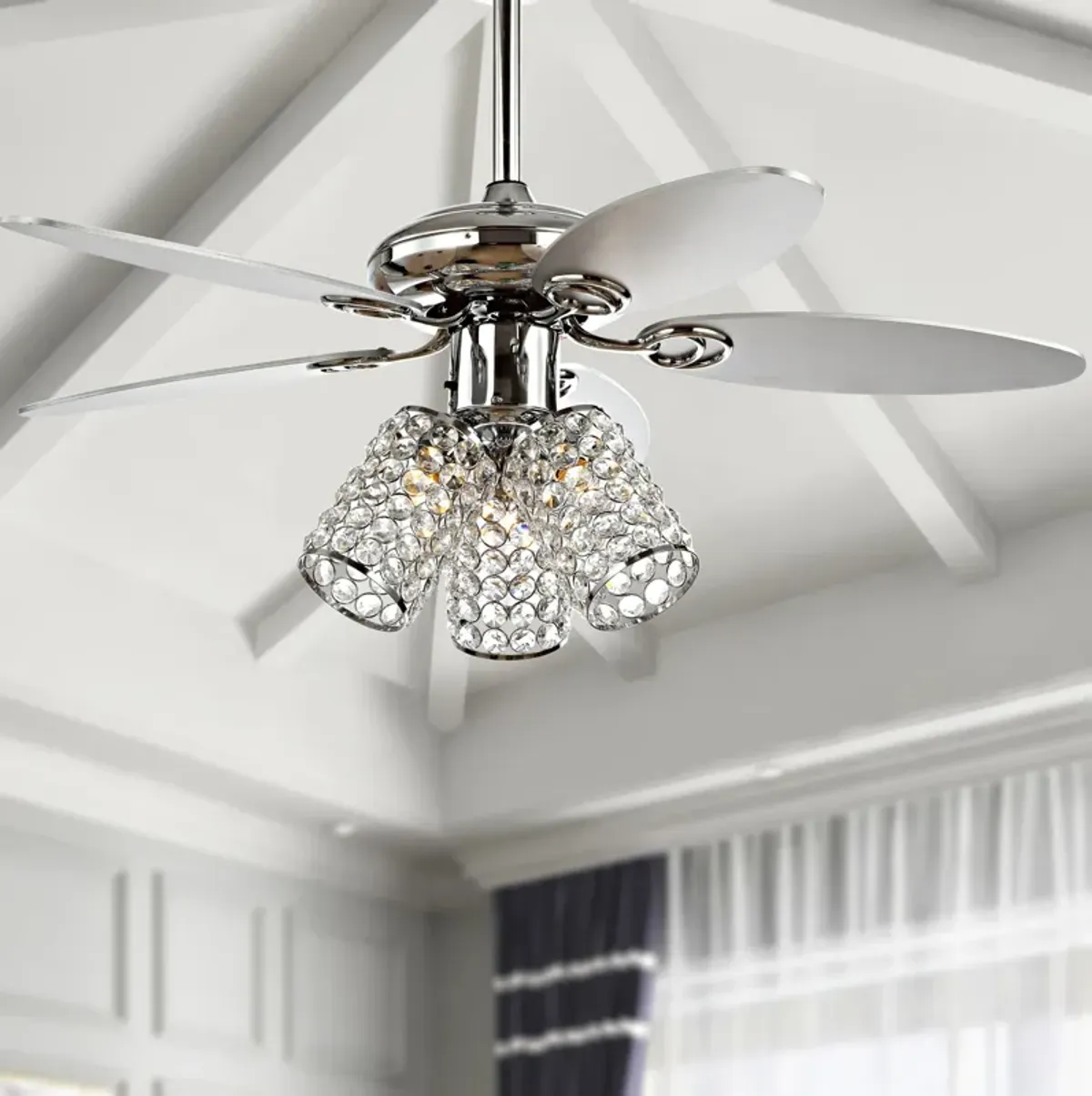 Kris 3-Light Crystal LED Ceiling Fan With Remote