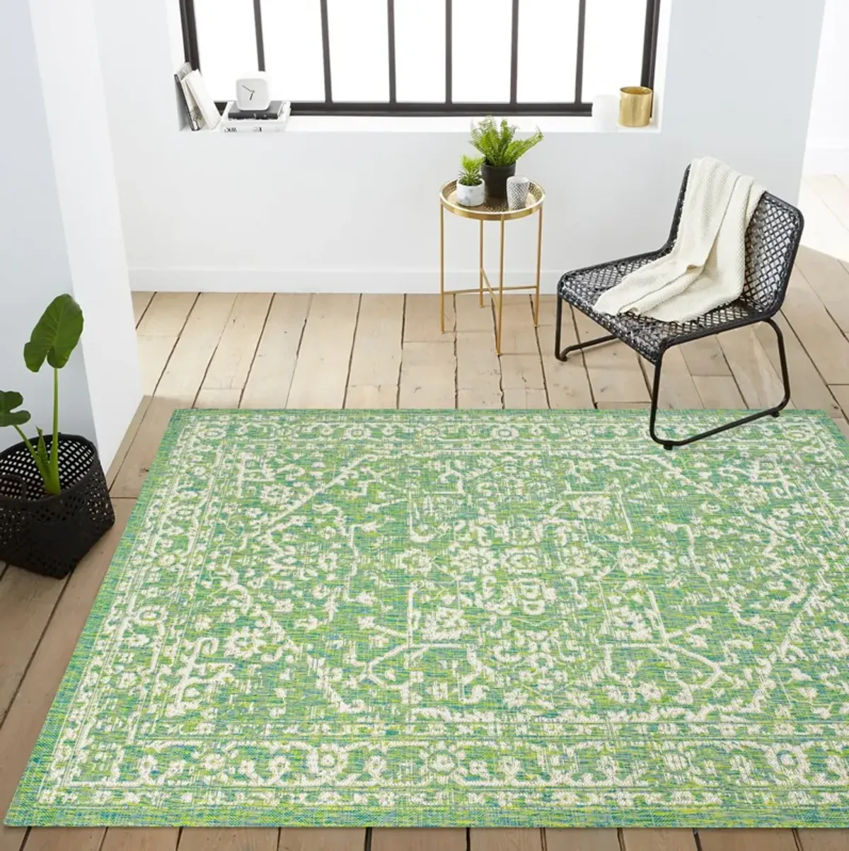 Malta Bohemian Medallion Textured Weave Indoor/Outdoor Area Rug