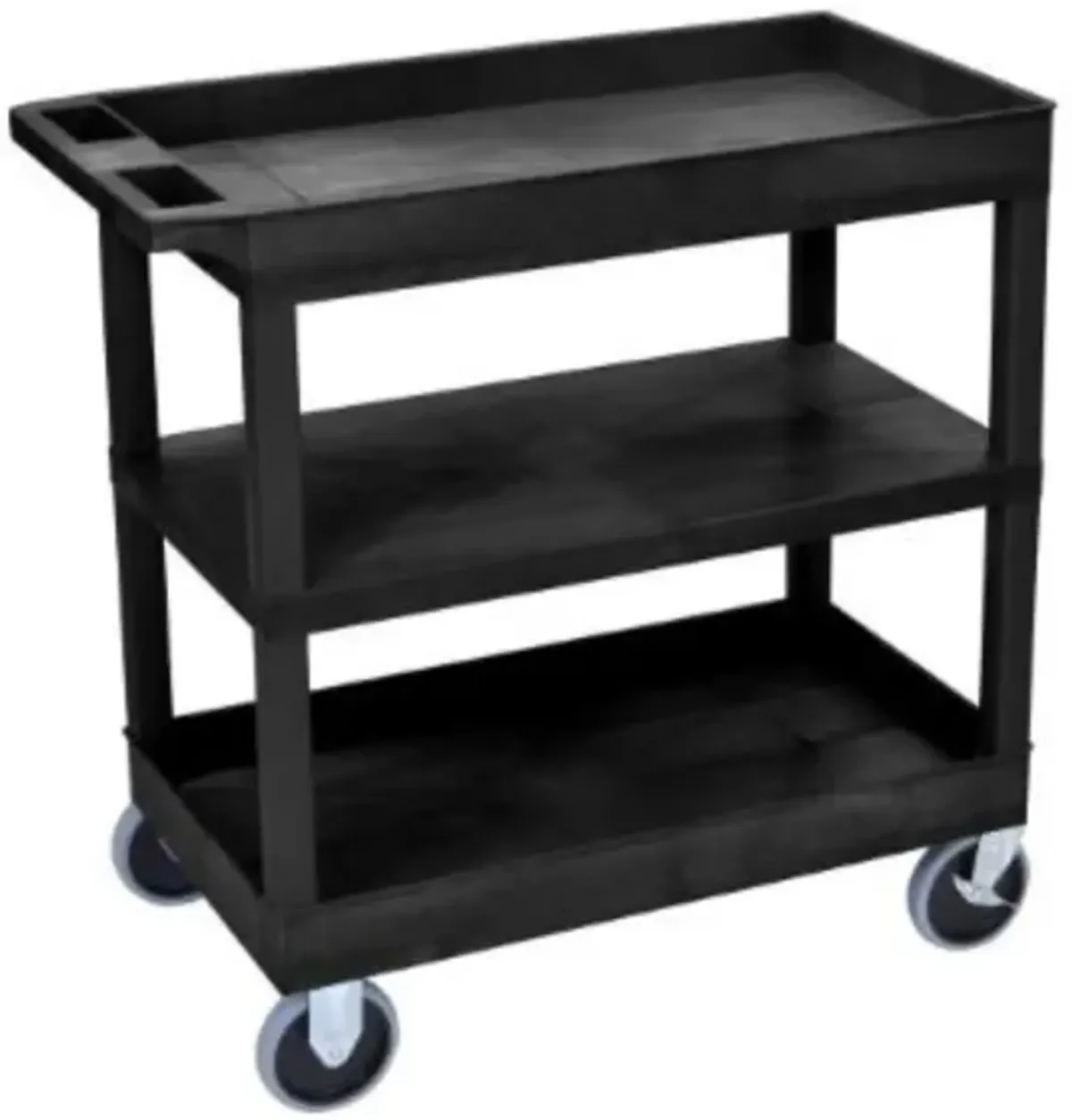 Luxor  Black EC121HD 18x32 Cart with 2 Tub Shelves and 1 Flat
