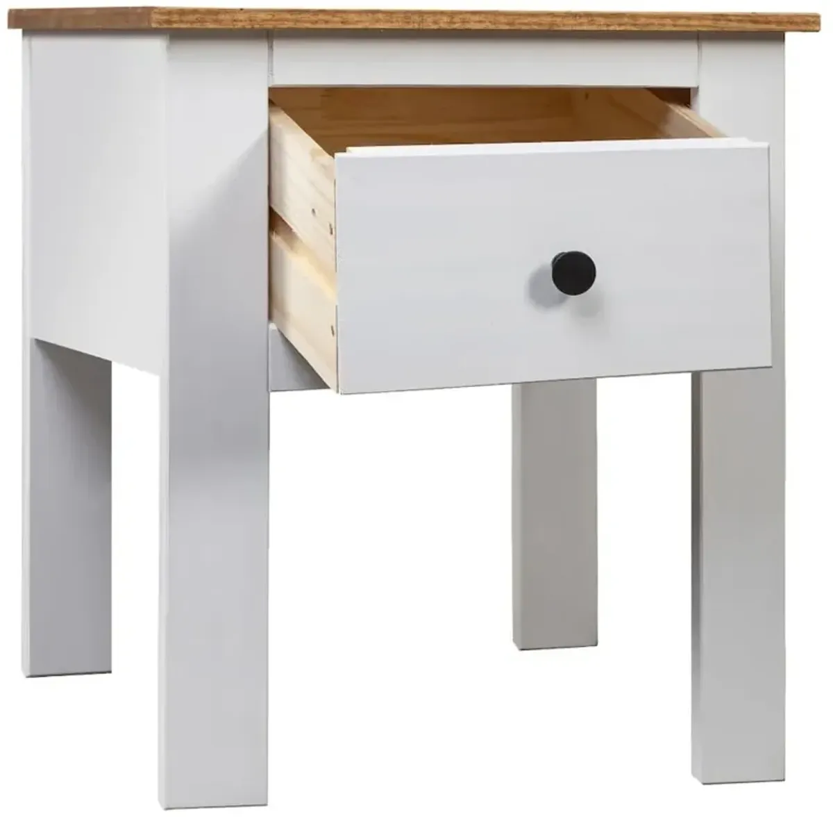 Bedside Cabinet White 18.1"x15.7"x22.4" Pine Panama Range