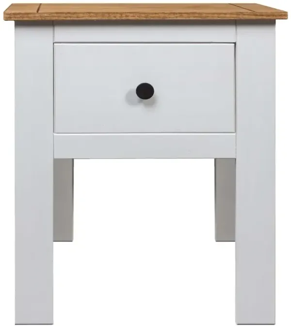 Bedside Cabinet White 18.1"x15.7"x22.4" Pine Panama Range