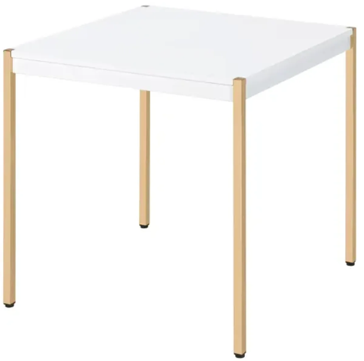 ACME Otrac End Table, White & Gold Finish