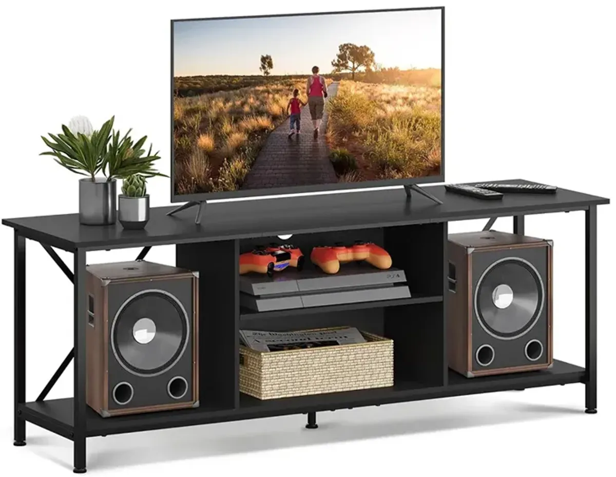 Black 55" Entertainment Center,Living Room TV Stand