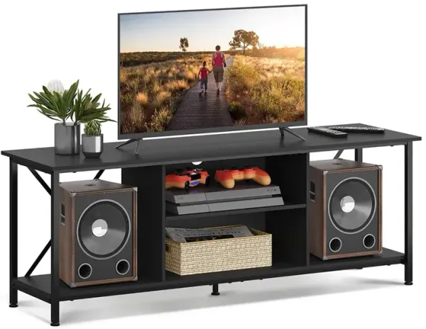 Black 55" Entertainment Center,Living Room TV Stand