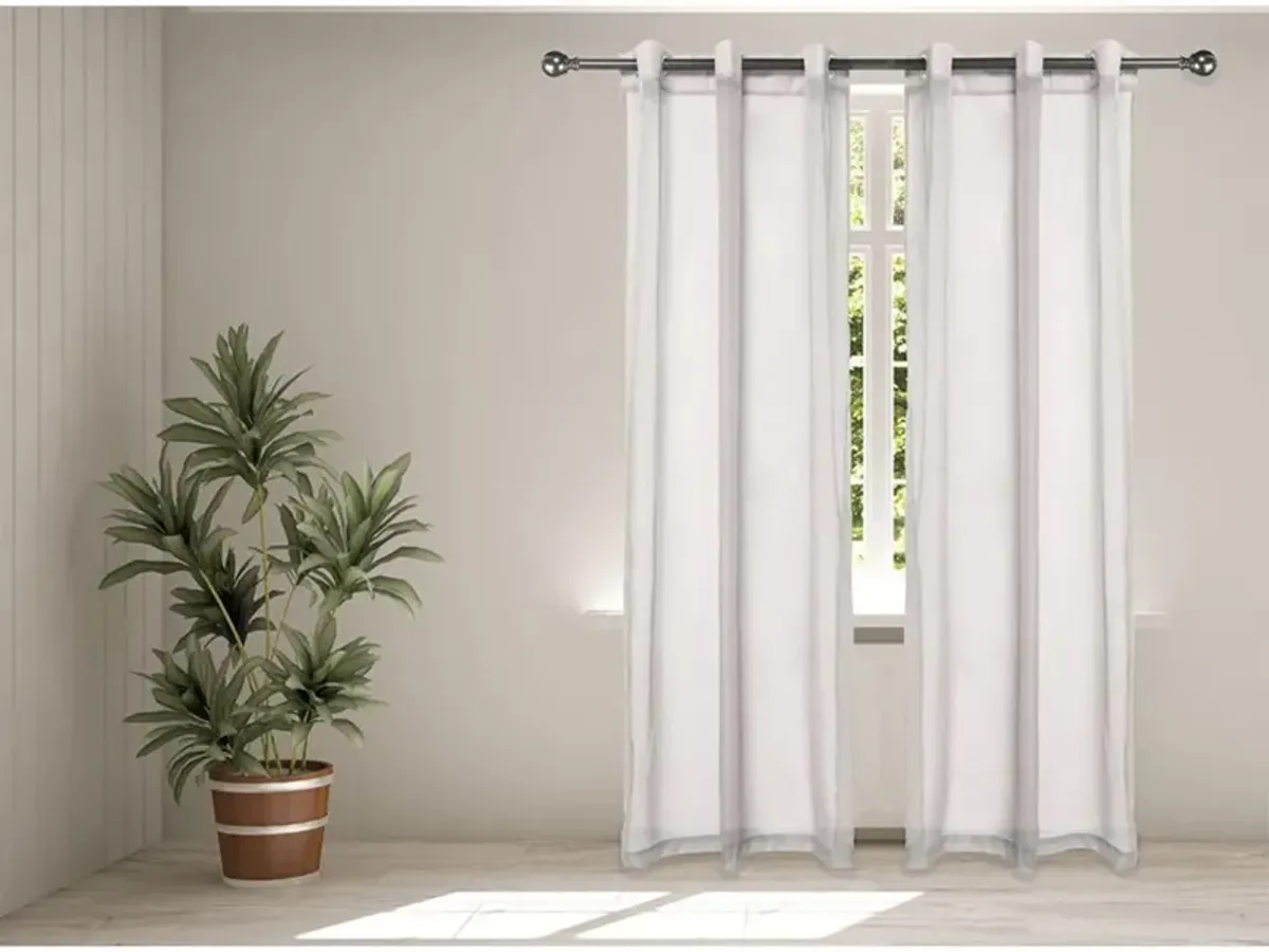 Legacy Decor Chiffon Window Sheer Curtains Voile Drapes 2 Panels Grommet Top 54" X 84" Tall Ivory Color