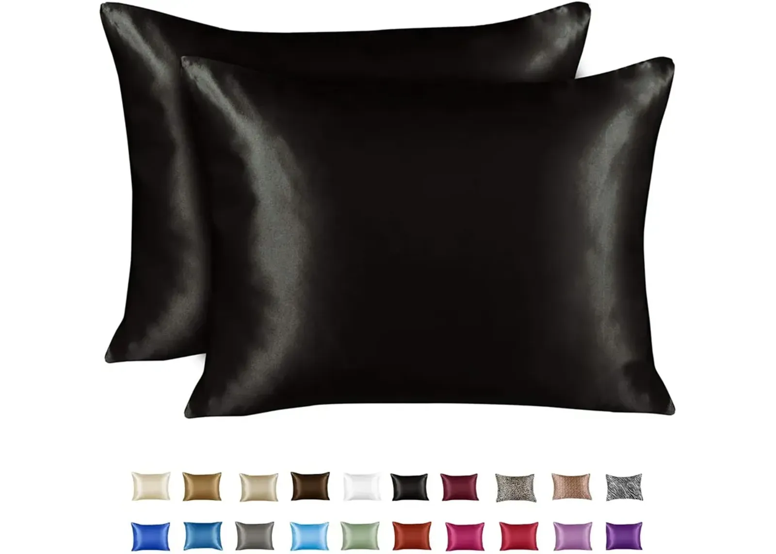 Satin Pillow Case with Zipper - Luxury Pillow Cover (Pillowcase Set of 2)