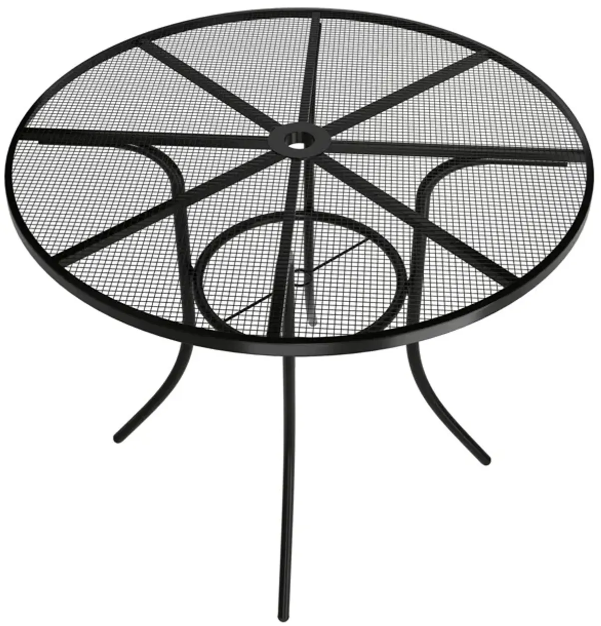 MONDAWE Steel Mesh Table Round Circle Dining Table With Umbrella Hole For Patios