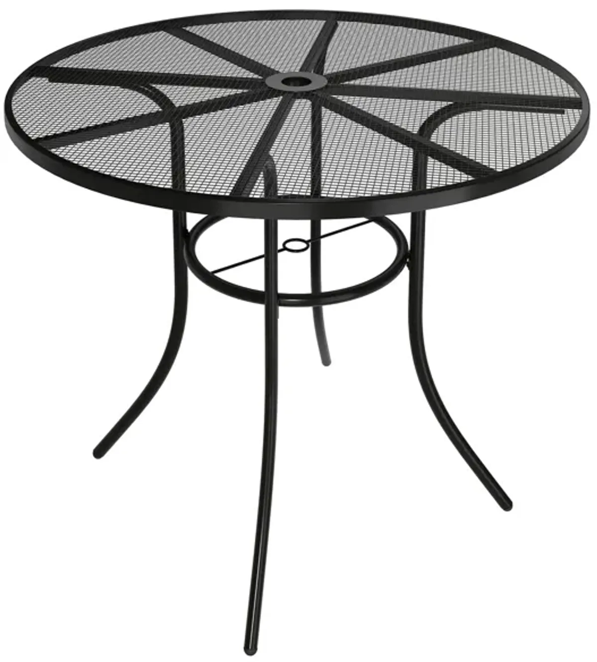 MONDAWE Steel Mesh Table Round Circle Dining Table With Umbrella Hole For Patios