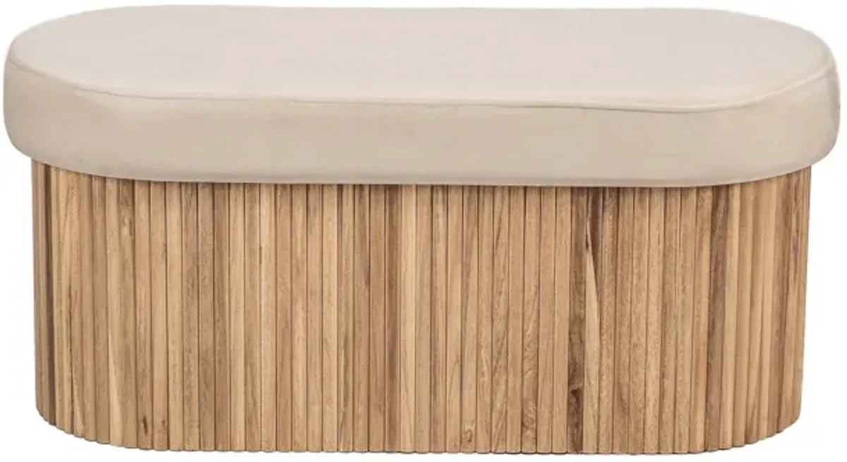 BAOTSU Beige Velvet Storage Bench