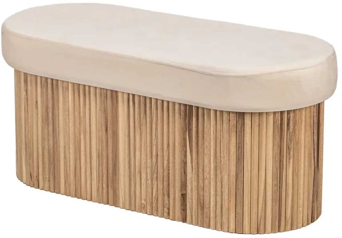 BAOTSU Beige Velvet Storage Bench