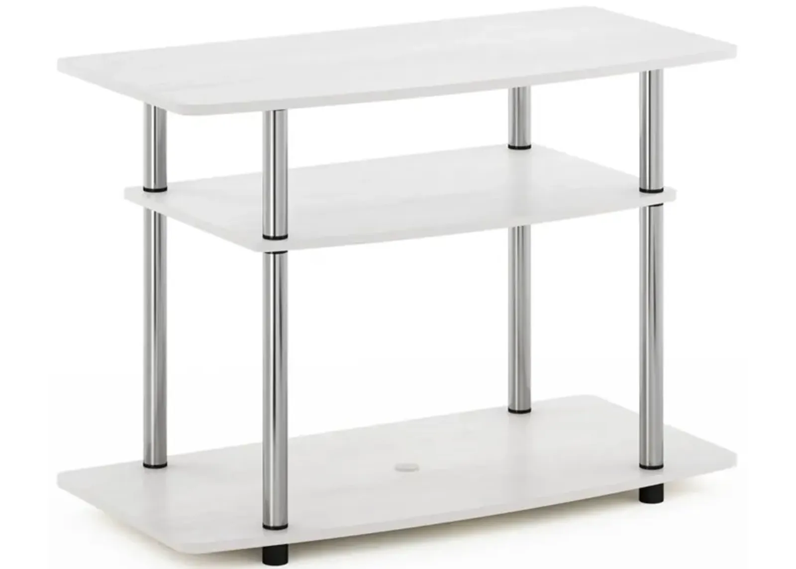 Furinno Furinno Turn-N-Tube No Tools 3-Tier TV Stands, White Oak/Chrome