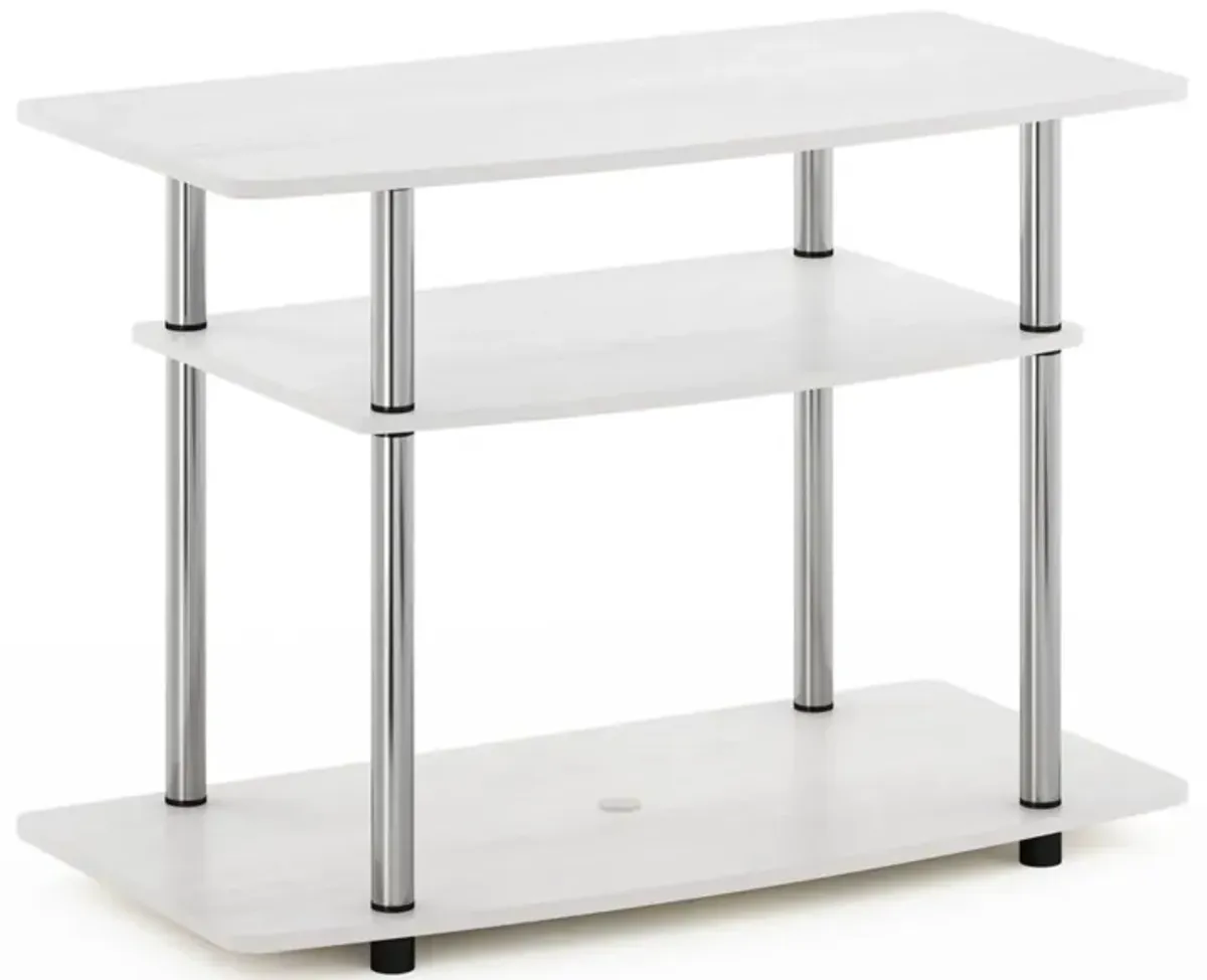 Furinno Furinno Turn-N-Tube No Tools 3-Tier TV Stands, White Oak/Chrome