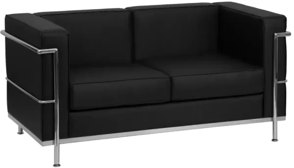 Flash Furniture HERCULES Regal Series Contemporary Black LeatherSoft Loveseat with Encasing Frame