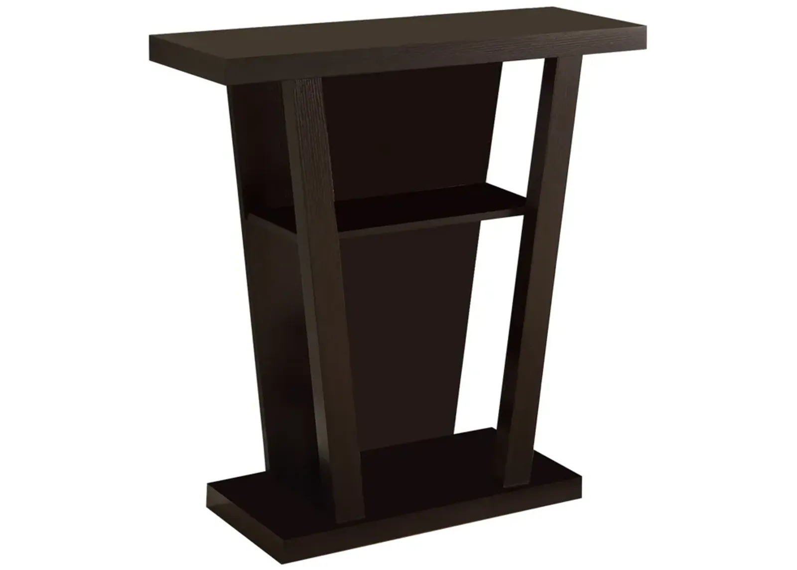 Angled Wooden Console Table With Storage Space, Brown-Benzara