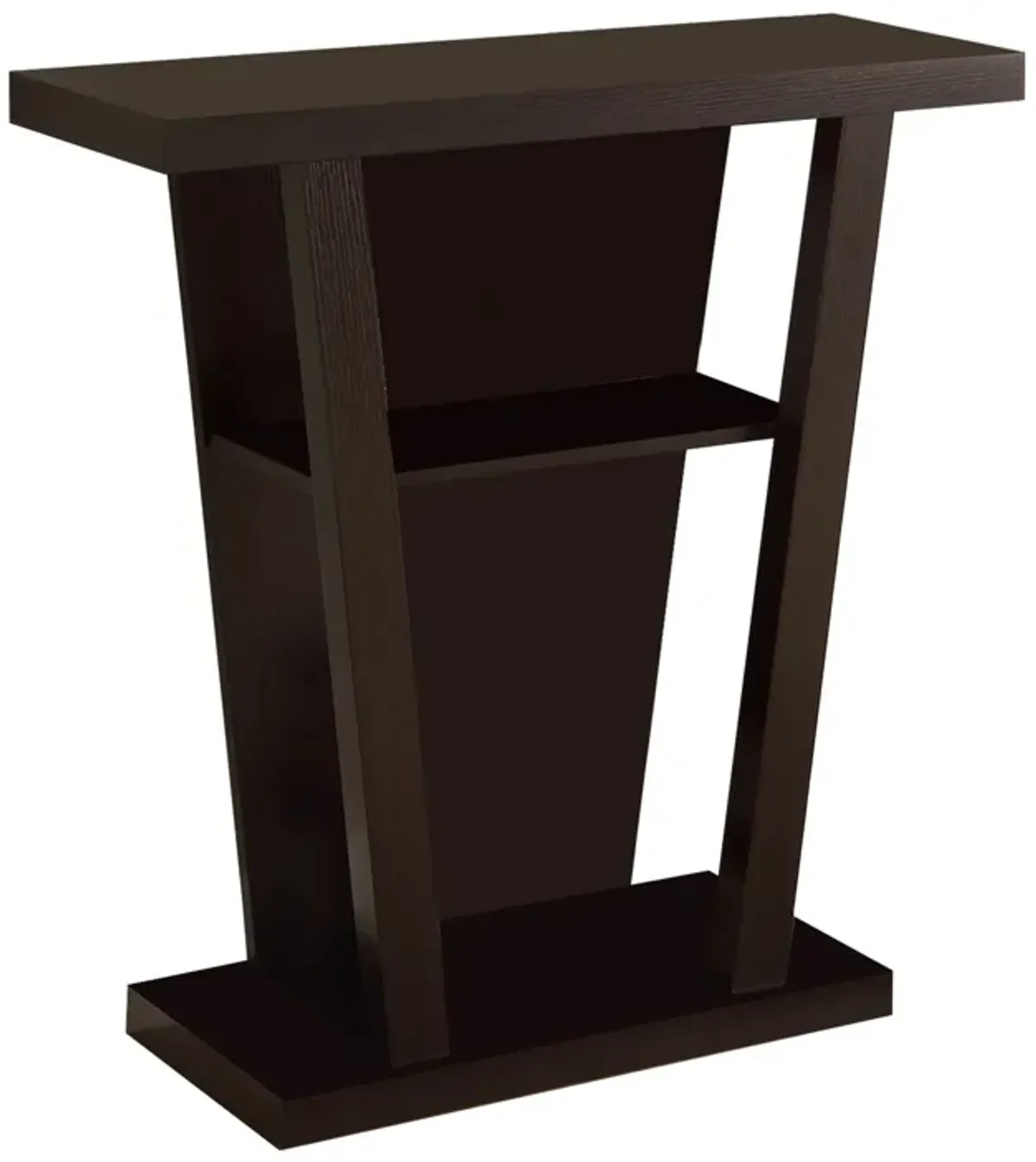 Angled Wooden Console Table With Storage Space, Brown-Benzara