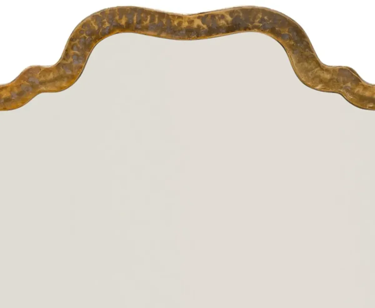 Mirror with Scalloped Design and Metal Frame, Antique Gold - Benzara