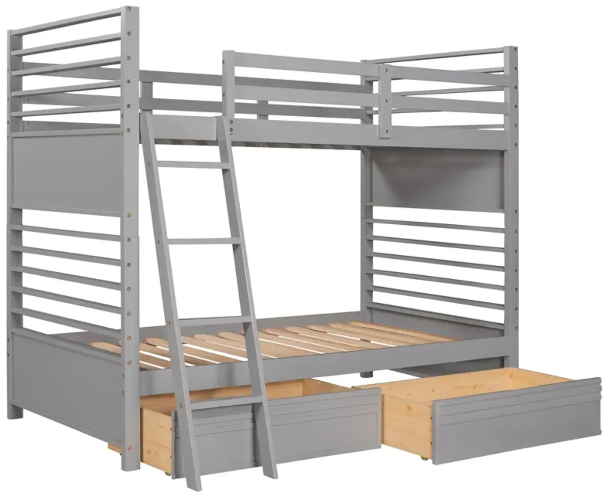 Merax Solid Wood Bunk Bed with Two Storage Drawers