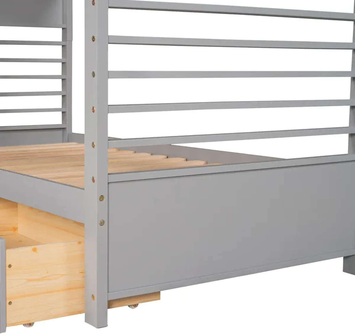 Merax Solid Wood Bunk Bed with Two Storage Drawers