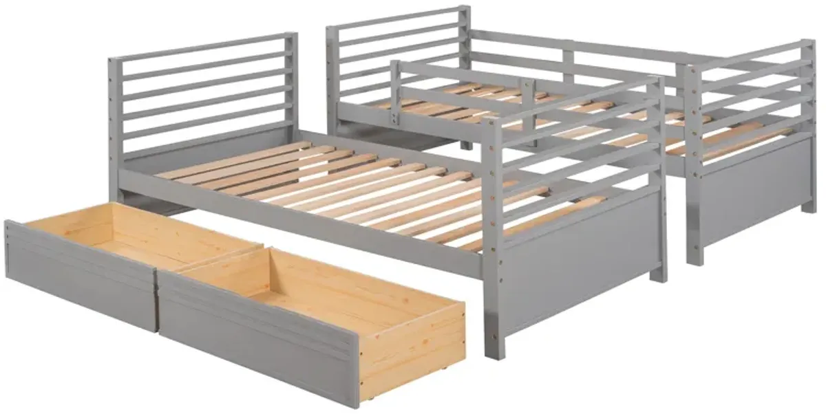 Merax Solid Wood Bunk Bed with Two Storage Drawers