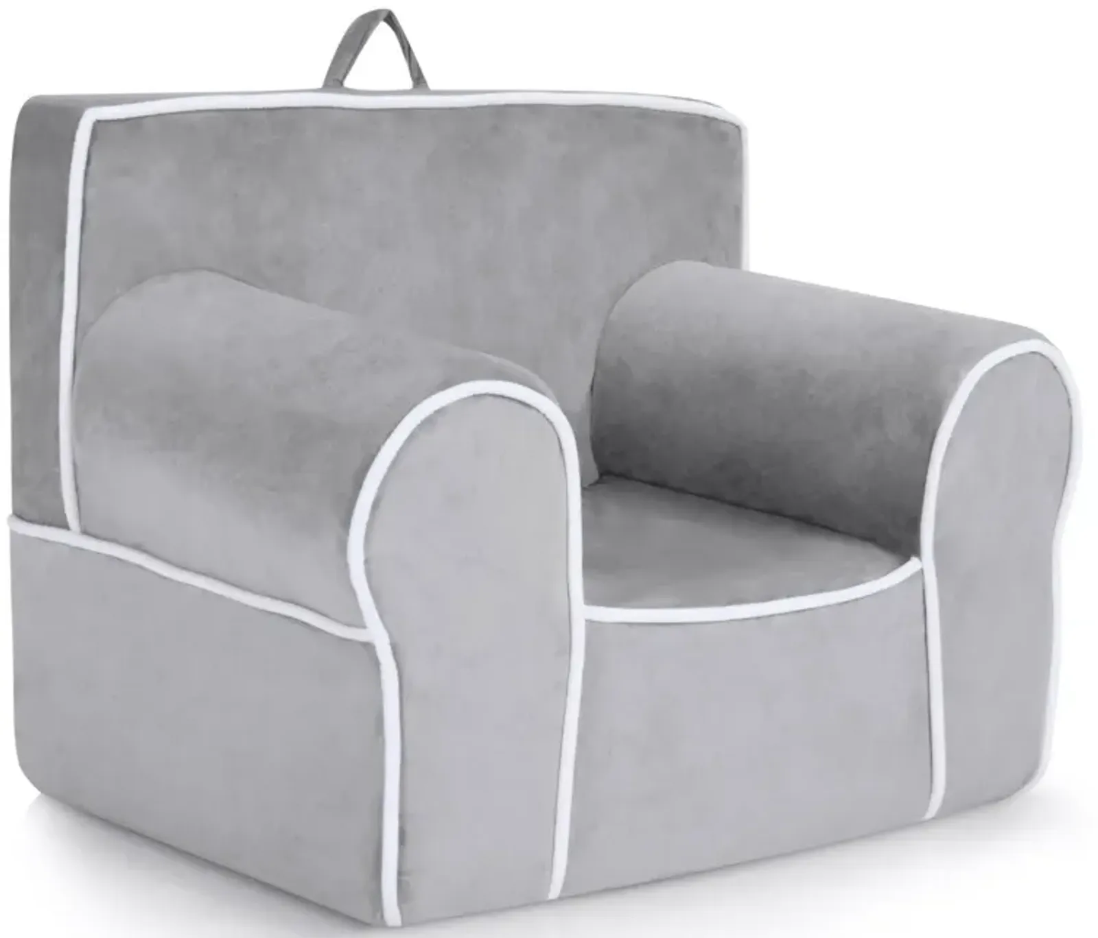 Upholstered Kids Sofa with Velvet Fabric and High-Quality Sponge