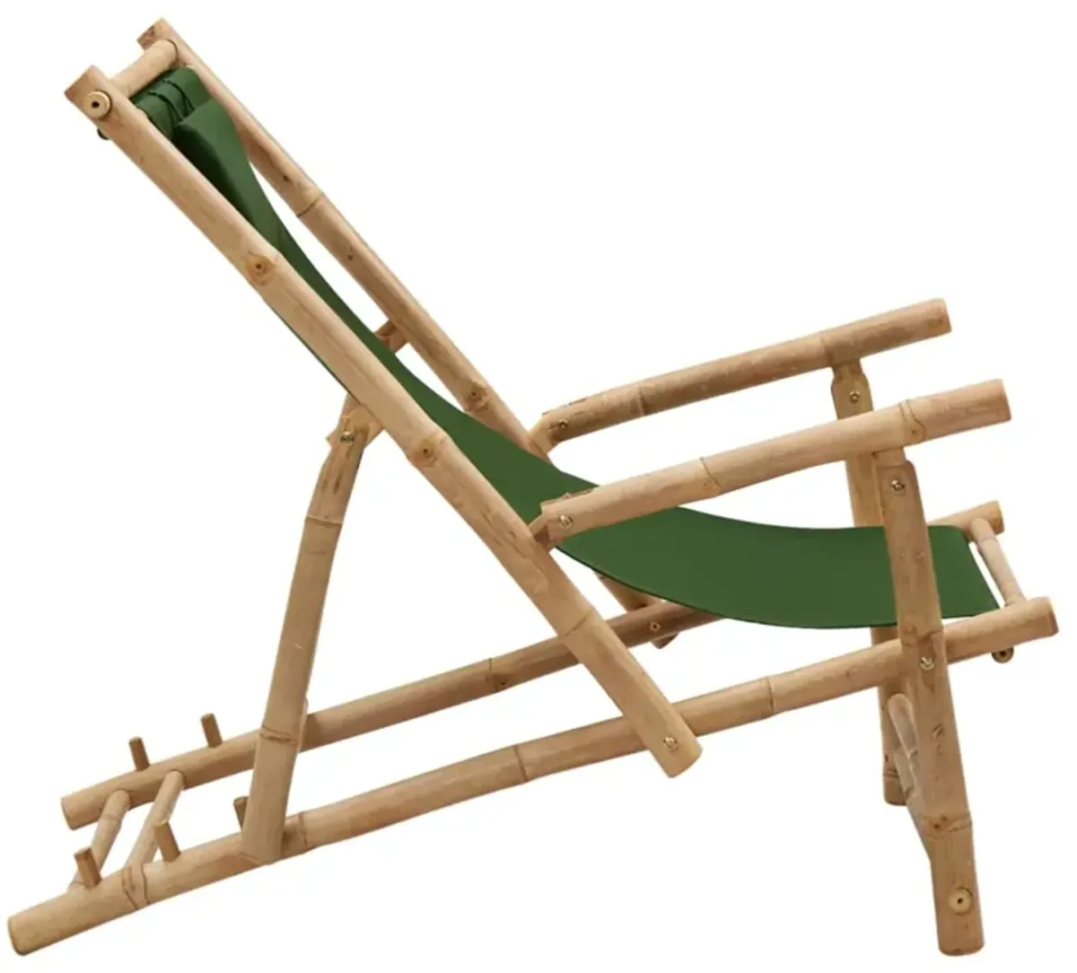 vidaXL Deck Chair Bamboo and Canvas Green