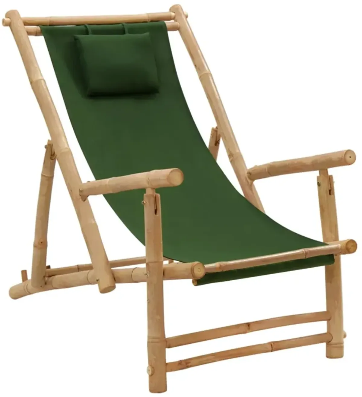 vidaXL Deck Chair Bamboo and Canvas Green