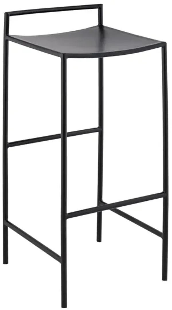 Svelte Coastal Contemporary Iron Saddle-Seat Low-Back Bar Stool with Foot Rest