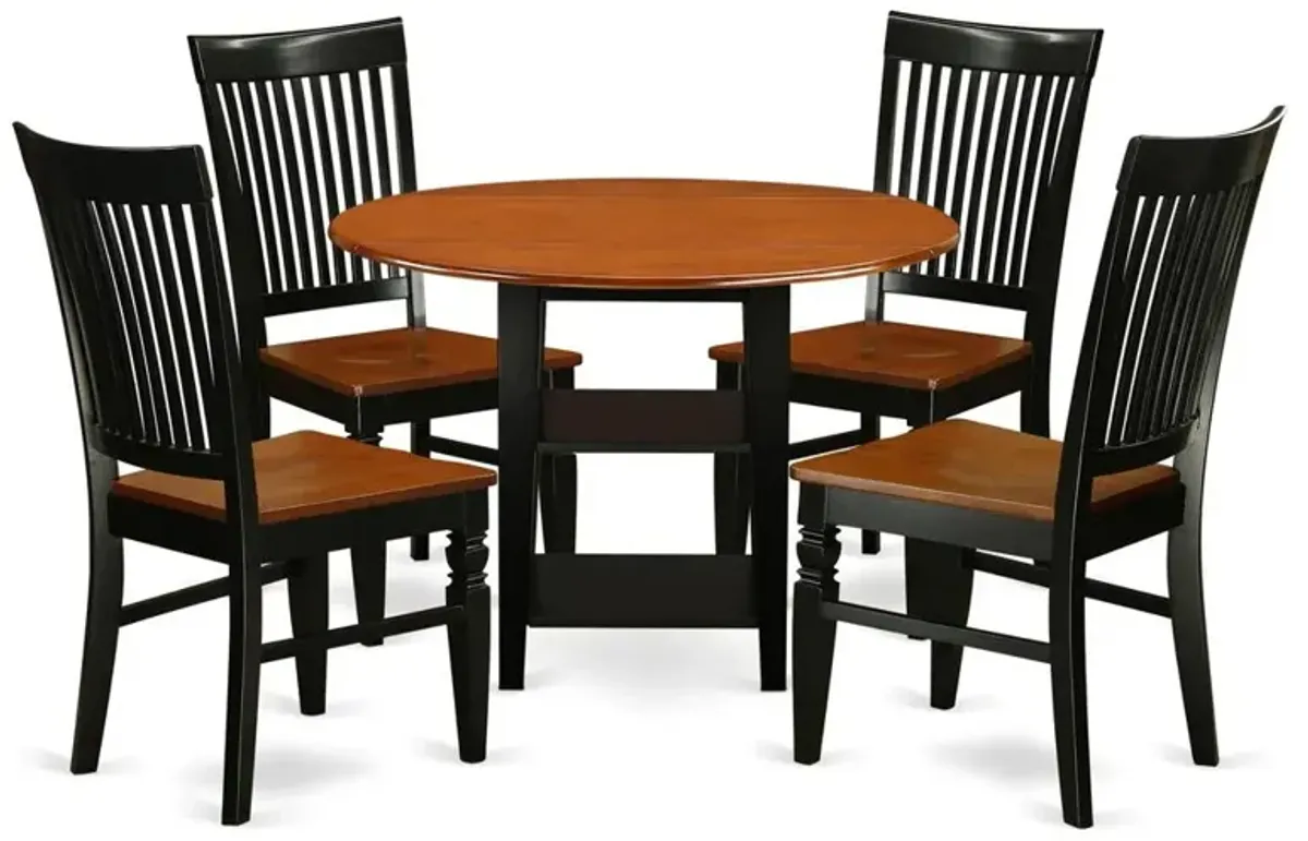 Dining Room Set Black & Cherry, SUWE5-BCH-W