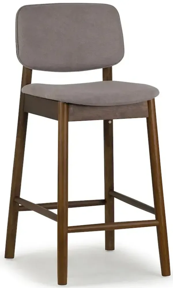 Glamour Home Set of 2 Azura Gray Fabric Counter Stool with Walnut Wood Legs