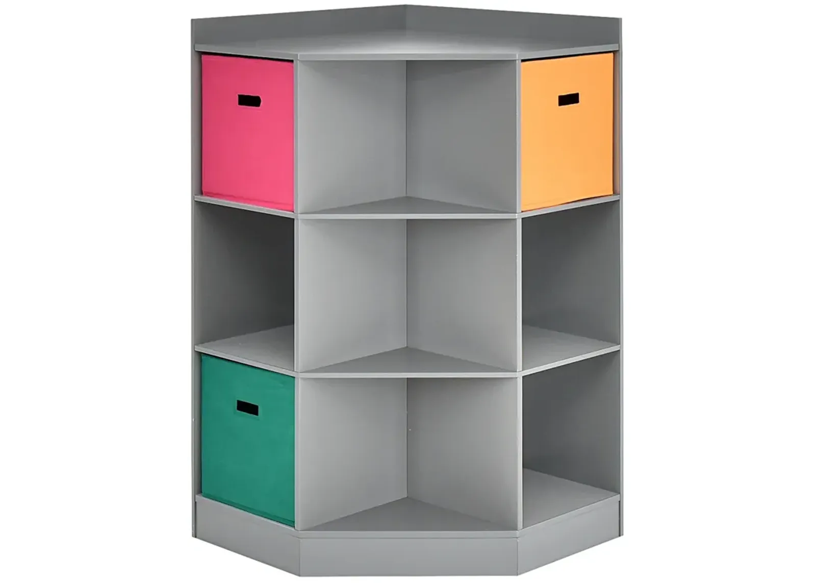 3-Tier Kids Storage Shelf Corner Cabinet with 3 Baskets